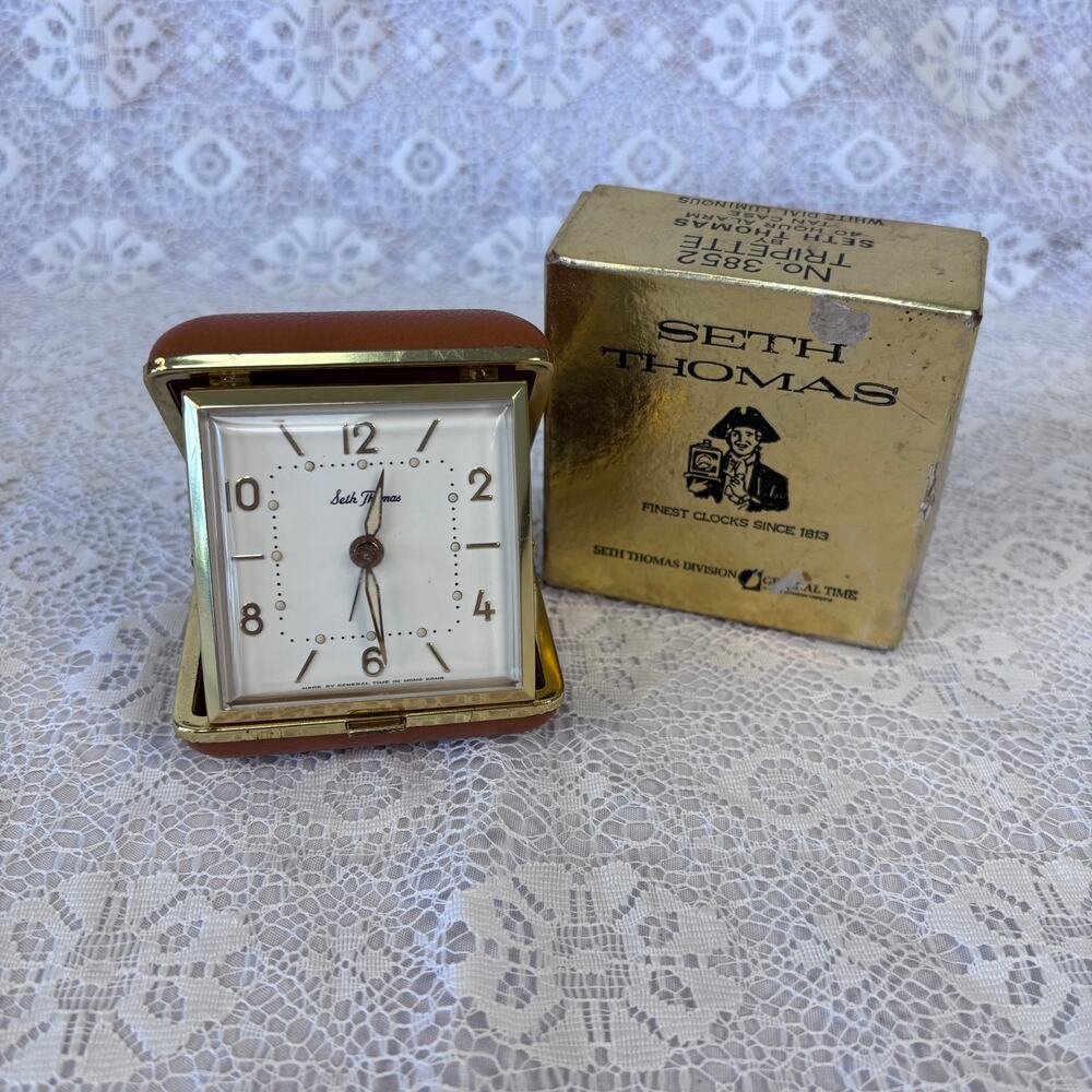 Vintage Seth Thomas Tripette No 2852 Travel Alarm Clock Original Box